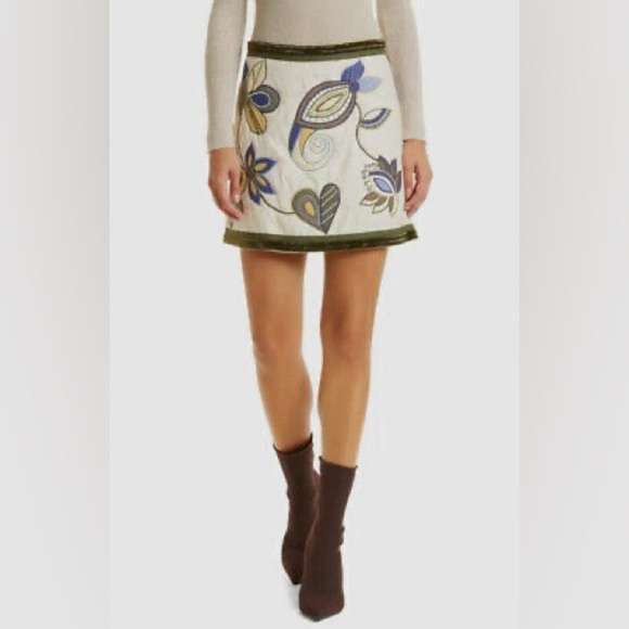 VERONICA BEARD Inga Embroidered Mini Skirt Sz 00 NWT - Picture 3 of 7